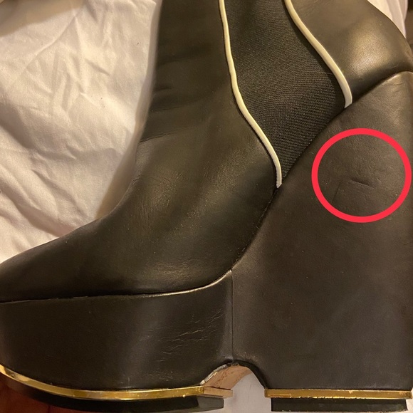 Sexy LAMB Black Leather High Wedge Booties Sz 9.5 - Picture 8 of 12